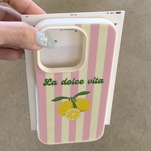 Nouvelle <span class=keywords><strong>coque</strong></span> de téléphone portable en TPU rose rayée avec motif <span class=keywords><strong>citron</strong></span>, étui en cuir tendance, <span class=keywords><strong>coque</strong></span> arrière pour <span class=keywords><strong>iPhone</strong></span> 16 15 17 Air 18 Pro Max - Product Image 4