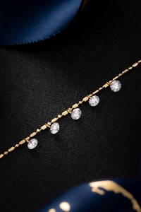 Classic 18K <b>Solid</b> White <b>Gold</b> 0.6ct Round Brilliant Lab Grown Diamond <b>Bangle</b> Bracelet | Round Brilliant Cut Lab Created Diamond - Product Image 2