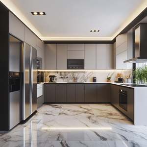 Conjunto de muebles de armario de cocina moderno de madera de roble macizo modular de lujo listo para montar - Product Image 3