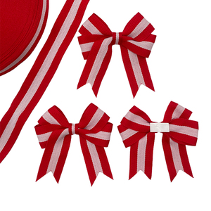 PC Ribbons màu đỏ và trắng Grosgrain sọc Ribbon tự dính cung cho gói quà trang trí Yêu Nước Ribbon ngày quốc gia - Product Image 4