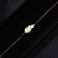 Design fahonin en acier inoxydable Unique or plume charme réglable lien chaîne Bracelet pour les femmes