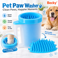 Lave-pattes portable personnalisé avec logo, nettoyage rapide, gobelet de lavage pour animaux de compagnie, nettoyeur de pattes bleu pour chiens et chats de toutes races
