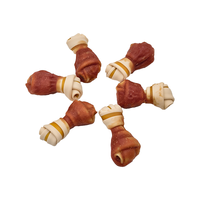 Friandises dentaires naturelles pour chiens, saveur cacahuète riche en protéines, os noué bicolore pour la santé bucco-dentaire, pour des dents propres et le contrôle du tartre