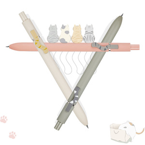 Ensemble de papeterie dessin animé créatif queue de chat Kawaii 0.5mm stylo gel noir stylo promotionnel en plastique - Product Image 4