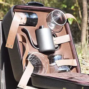 Подарочный дорожный кофейный набор из 9 предметов с чайником на гусиной шее цифровые весы стеклянная кружка с двойными стенками стеклянный сервер ручная шлифовальная машина стекло Di