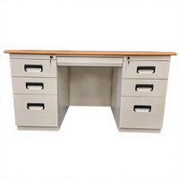 Meubles de bureau pas chers, bureau avec tiroirs en métal, structure démontable, table de bureau en fer avec plateau en bois