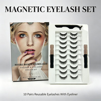 Ensemble de cils magnétiques 3D en cheveux synthétiques de marque privée, style naturel, faux cils avec eyeliner magnétique