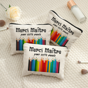 Pochette de maquillage personnalisée avec motif d'appréciation des enseignants de <span class=keywords><strong>France</strong></span>, sac de rangement de <span class=keywords><strong>voyage</strong></span> pour articles de toilette, pochette cosmétique pour enterrement de vie de jeune fille - Product Image 4
