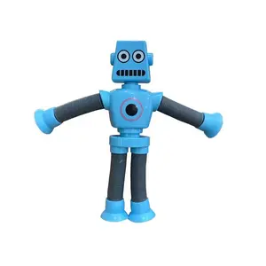Variant Suction Cup Robot Telescopic Tube Decompression Toy LED Funny Stress Relief Stretch Fidget Pop Sucker Toys New