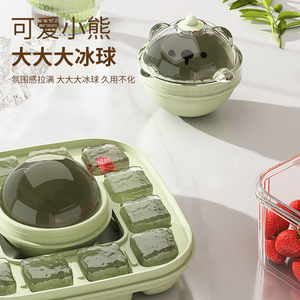 Molde de silicona reutilizable para cubitos de hielo con diseño de oso de dibujos animados, bandeja para hacer hielo con tapa para fiestas y uso doméstico - Product Image 5