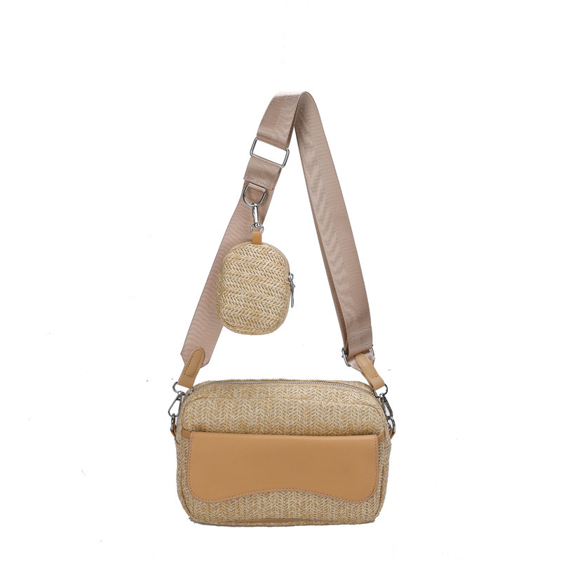 2024 New Summer Phone Wicker Straw Bag Crossbody Small Boho Purse Rattan Shoulder Crossbody 2pcs Hobo Handbag Wallet Set Bag
