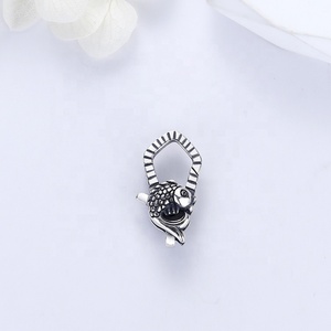 Oxy hóa bạc Cá kim cương hình dạng vòng cổ đóng cửa 925 Sterling tôm hùm <span class=keywords><strong>clasp</strong></span>, phát hiện độc đáo khóa, người phụ nữ đồ trang sức kết nối - Product Image 2