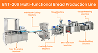 Chaîne de production de pain automatique Shanghai Bakenati BNT-209 avec machine principale à trois rouleaux et grande machine de formage de toasts