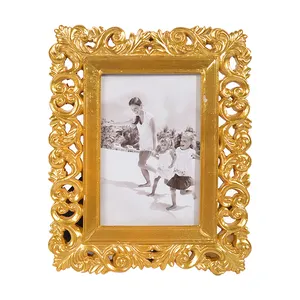 Kerf Klassiek Goud Gesneden 4*6 Inch Stand Glas Pe Foto Antiek Frame Voor Versieren