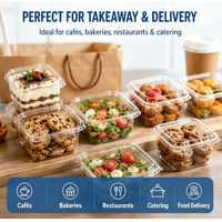 Emballages personnalisés jetables, recyclables, transparents, en plastique PET pour biscuits, gâteaux, pain, salades, tiramisu, emballages alimentaires avec couvercles