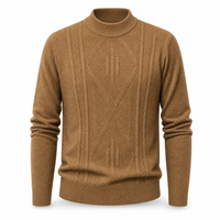 Pull à col roulé en tricot torsadé, coupe ajustée, léger, pour homme, hiver