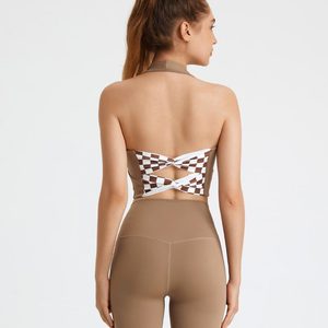 <span class=keywords><strong>Reggiseno</strong></span> sportivo da donna in nylon 100% traspirante, modello halter con doppia fascia incrociata sul retro, stile <span class=keywords><strong>canotta</strong></span>, aderente, per fitness e yoga - Product Image 4