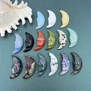 Pendentif lune décorations pour la maison <span class=keywords><strong>pierres</strong></span> <span class=keywords><strong>naturelles</strong></span> guérison cristal sculpté artisanat opalite croissant de lune pour les décors de noël en gros - Product Image 5