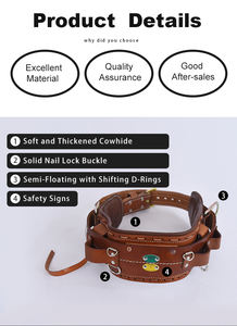 RUNZEツール牛革安全ハーネス高品質電気機器ラインマンクライミングベルト - Product Image 3