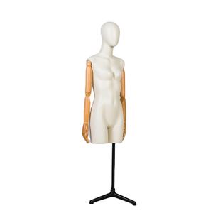 Maniquí de busto con articulaciones móviles, brazos de madera - Product Image 1