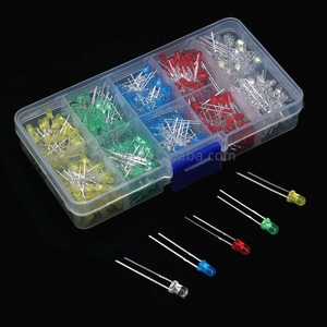 Kit d'échantillons LED 3mm 5mm, 5 couleurs chacune, 100 pièces, blanc, rouge, jaune, vert, bleu, F3 F5, boîte de diodes LED - Product Image 2