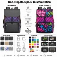 Sac à dos personnalisé avec logo, auto-réparant, résistant aux rayures, avec panneaux géométriques hydrofuges et compartiment pour ordinateur portable, idéal pour les voyages et les trajets quotidiens pour hommes