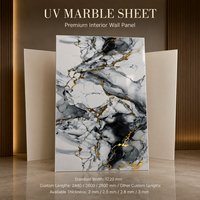 Panneau mural en PVC imperméable à haute brillance MORLENX Smoky Ink Gold Vein UV Marble pour salon, cuisine et murs décoratifs d'hôtel