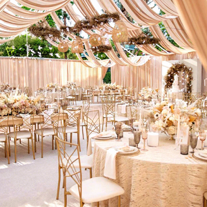 Silla <span class=keywords><strong>de</strong></span> Cuero con Respaldo Cruzado <span class=keywords><strong>de</strong></span> Metal Dorado, Estilo Francés Moderno, <span class=keywords><strong>para</strong></span> Interiores, con Cojín Blanco, <span class=keywords><strong>para</strong></span> Banquetes <span class=keywords><strong>de</strong></span> Boda, Recepciones, <span class=keywords><strong>Sillas</strong></span> Comerciales - Product Image 1