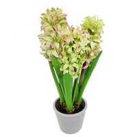Mini plante en pot de jacinthe artificielle vert-rose, charmant ornement de printemps pour bureau et étagère, doux et délicat
