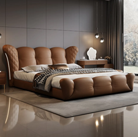 Lit double moderne de 1,8 m pour chambre principale, nouveau lit haut de gamme avec rangement intégré et ambiance élégante