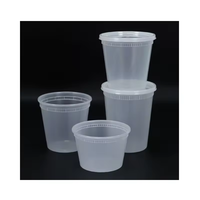 8oz 12oz 16oz 24oz 32oz Plastic soepbekers, voedselcontainers, magnetronbestendig, wegwerpbaar, lekvrij, rond, transparant, afhaalbekers