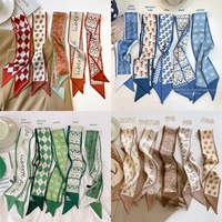 Élégant, simple et polyvalent : Foulard en satin, ruban, bandeau en soie long haut de gamme, accessoire de cheveux en polyester pour femme