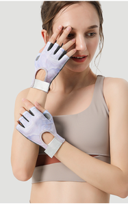 <span class=keywords><strong>Gants</strong></span> mi-doigts pour femmes pour le yoga, la remise en forme et la salle de sport, antidérapants, rembourrés, respirants, résistants à l'usure, protection des mains pour prévenir les callosités - Product Image 2