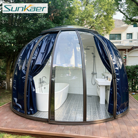 Cúpulas de aluminio de precio superior, casa de cúpula de estilo giratorio con baño, tienda de Casa de cúpula geodésica de Pvc Glamping