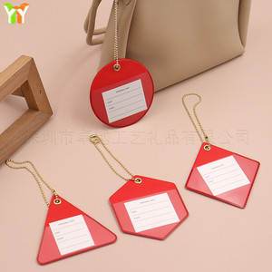 Étiquettes de bagages en cuir PU en stock, étiquettes de bagages à commande par tension, étiquettes d'information, étiquettes d'embarquement simples et portables - Product Image 3