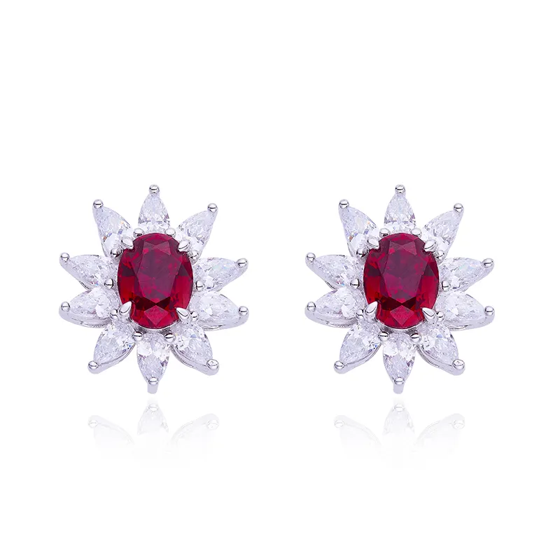 Jun cheng Classical 3.2CT CZ Diamond 925 sterling silver cubic zirconia White Gold Plated Zircon Stud Earring