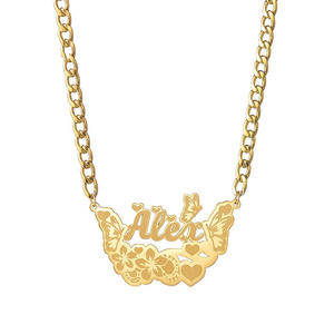 Custom<span class=keywords><strong>ชื่อ</strong></span><span class=keywords><strong>ภาษา</strong></span>อังกฤษสร้อยคอผู้ชายผู้หญิงส่วนบุคคลจดหมายทองที่กําหนดเองจี้Cuban Chainเครื่องประดับของขวัญ - Product Image 2