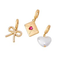 YIMEIL&Wholesale Breloque DIY plaquée or 18 carats, motif enveloppe de vie, nœud papillon, verre à vin, citron, avec incrustation d'émail et de zircon