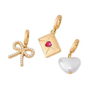 YIMEIL&Wholesale Breloque DIY plaquée or 18 carats, motif enveloppe de vie, nœud papillon, verre à vin, citron, avec incrustation d'émail et de zircon - Product Image 6