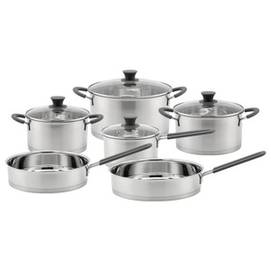 Nouvel arrivage d'usine : Batterie de cuisine en acier inoxydable avec poignées, comprenant des casseroles, des faitouts et des marmites à fond brasé - Product Image 1