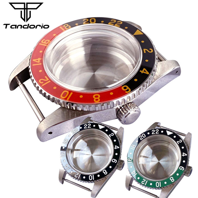 Tandorio 38mm SKX Stainless Steel Brushed Sapphire NH35 Watch Case Fit NH34 NH36 ETA 2824 PT5000 Ceramic Bezel Watch Parts
