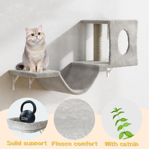 Conjunto de Móveis para Gatos Montado na Parede em Cinza com 6 Peças, Árvore para Gatos <span class=keywords><strong>DIY</strong></span>, Playground, Casa, Ponte, Degraus e Prateleiras para Gatos de Interior - Product Image 3