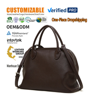 Sac bowling en cuir de vachette tanné végétal de première qualité, style mallette rétro de niche, avec fermeture éclair, sac à bandoulière pour agent de voyage, vente en gros
