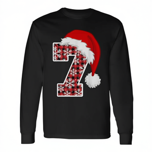 T-shirt à manches longues Plaid 7 Meme Xmas Santa Hat pour Noël - Product Image 2