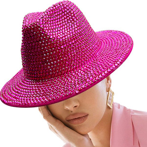 Full Diamond Stage Hat Handmade Bell Shaped <b>Top</b> Hat Colorful Black Rose Red Purple Yellow <b>Silver</b> Performance Wear - Product Image 4