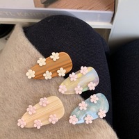 Pince à cheveux en acétate printanier - Barrettes 3D fleur, perle et goutte d'eau pour filles - Accessoires capillaires mignons