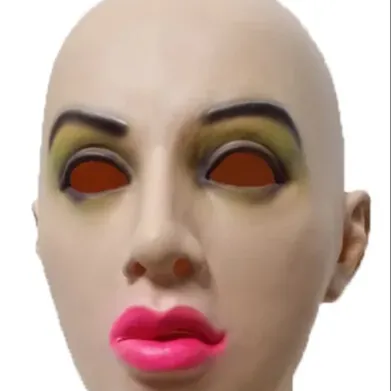 クロスドレッサーコスプレコスチュームパーティー用ネックフェイス女性マスク付きリアルリアルヒューマンパーティーヘッドカバーメイクアップマスク
