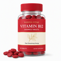 Comprimés de Vitamine B12 2500mcg pour Adultes – Complément Santé à Absorption Rapide, Booster d'Énergie, Sans Gluten, Soutien Immunitaire Naturel