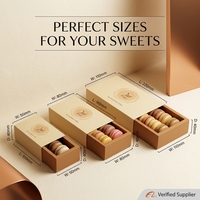 Boîte d'emballage personnalisée en carton ivoire pour macarons torréfiés, boîte cadeau pour chocolats, boîte à biscuits éponge avec manchon coulissant bronzé