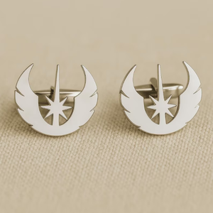 Boutons de manchette <span class=keywords><strong>Star</strong></span> <span class=keywords><strong>Wars</strong></span> Jedi Order en acier inoxydable poli miroir, cadeau unique pour fans de films de science-fiction, accessoire pour garçons d'honneur, bijoux geek pour hommes - Product Image 2